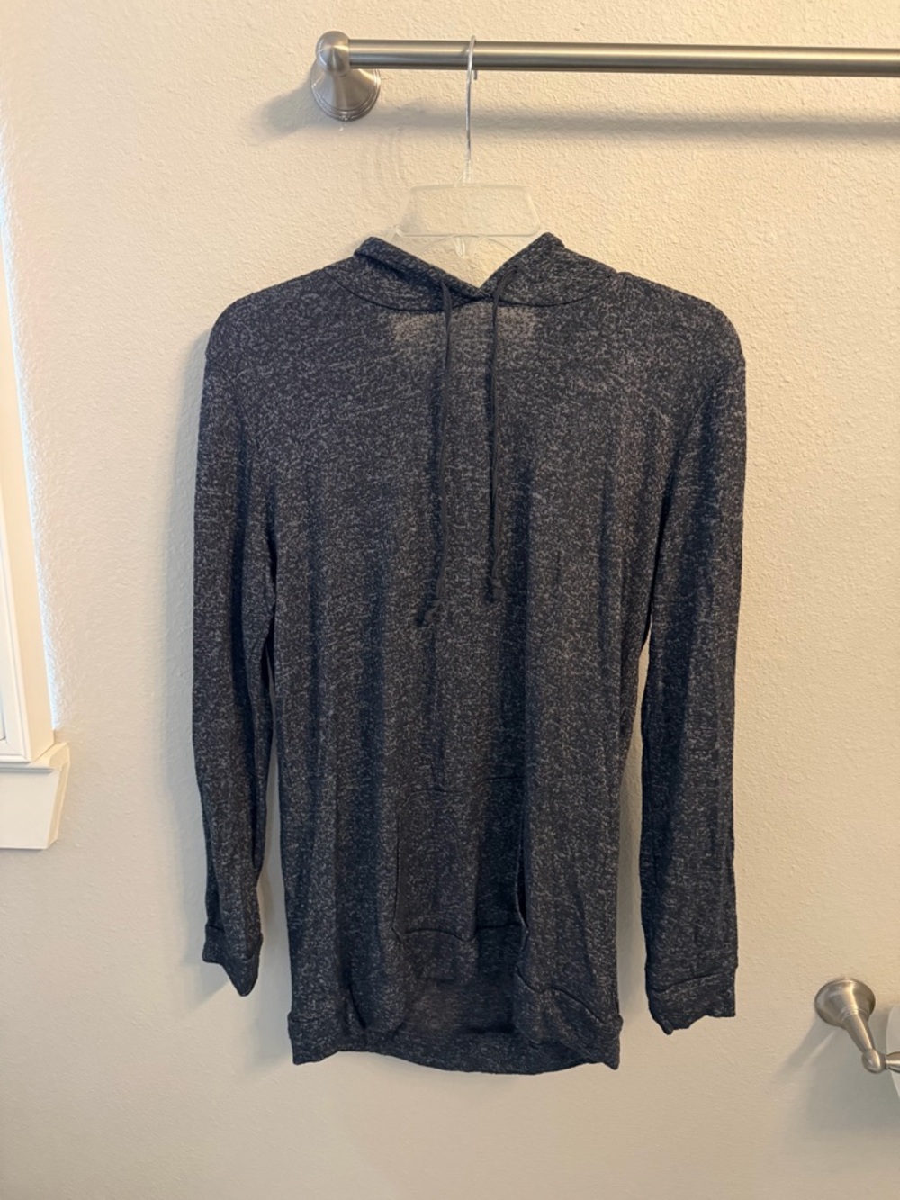 Grey long sleeve shirt with hoodie